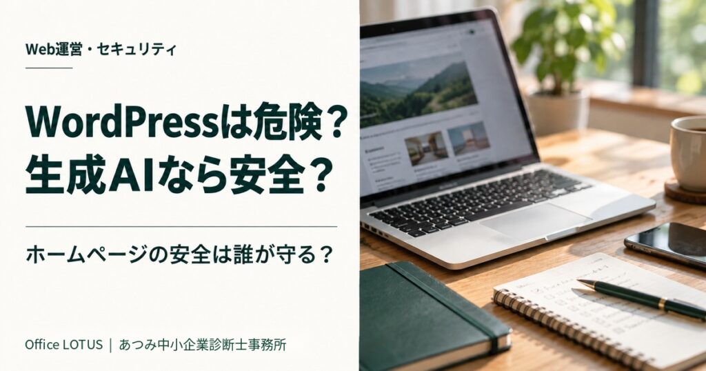 WordPressは危険？生成AIなら安全？ ホームページの安全管理を考えるOffice LOTUSの記事